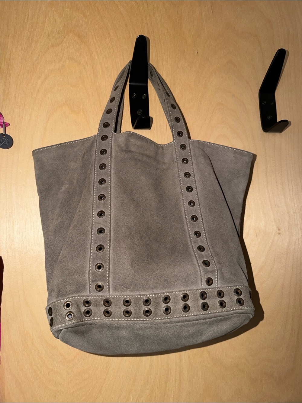 Vanessa Bruno Gray Suede Eyelet Tote Bag - Women's Shoulder Bag